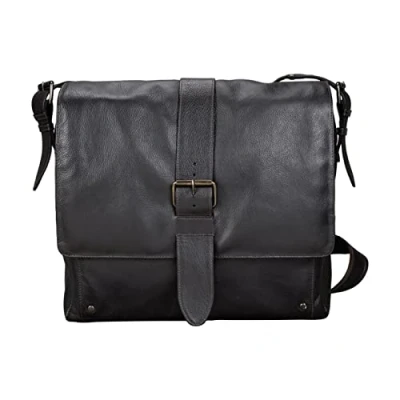 Abbildung von fixbag FB1047134 Fahrrad Umhängetasche mit Klickfix Adapterplatte fürs Fahrrad, Laptoptasche für 12&quot; Notebook, Schultertasche Echt Leder