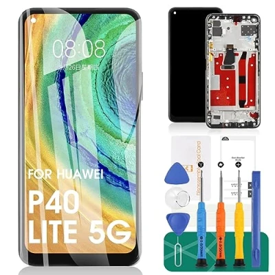 Abbildung von TFT LCD Display für Huawei P40 lite 5G Bildschirm Ersatz Digitizer Assembly CDY NX9A Reparatur Sets mit Rahmen (schwarz)