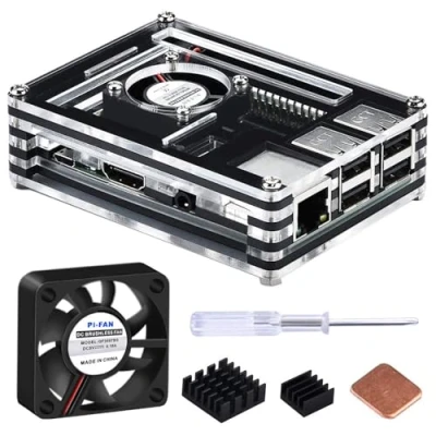 Abbildung von GeeekPi Raspberry Pi 3 B+ Gehäuse mit Kühlventilator, Stück Kühlkörper für Modell B+, 3B/2B