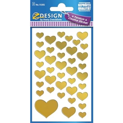 Abbildung von 10 x Z Design Sticker 76x120mm Glanzfolie 2 Bogen Motiv Herzen gold