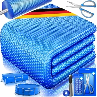 Abbildung von KESSER® Pool Solarabdeckplane Rechteckig 450 x 220cm Solar Folie 120 µm Solarabdeckung Solarplane zuschneidbar Poolheizung Wassererwärmung Wärmeplane Poolsolarplane mit 1x Lochzange &amp; 12x Ösen