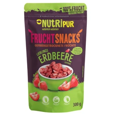 Abbildung von Erdbeeren gefriergetrocknet 300g: Getrocknete Erdbeerscheiben ungezuckert Gefriergetrocknete mit purer Frucht, voller Geschmack: Beeren Fruechte NUTRIPUR