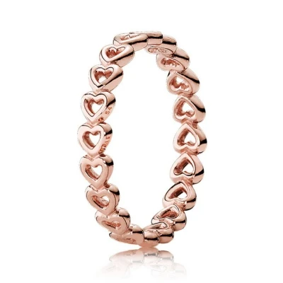 Abbildung von Pandora BAND OF Hearts Ring, Damen, Größe: 56, Rose gold plated