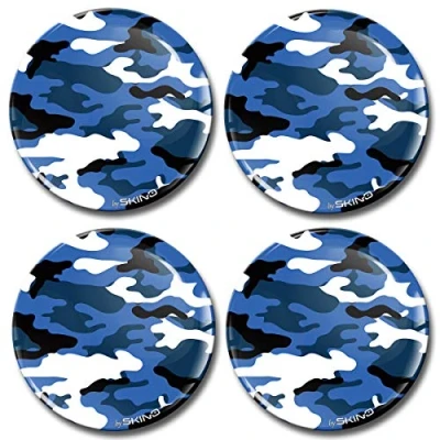 Abbildung von Biomar Labs 4 x 65mm Aufkleber 3D Silikon Camouflage Blau Für Radkappen Nabenkappen Radnabendeckel Rad Nabendeckel A 2165 Z*