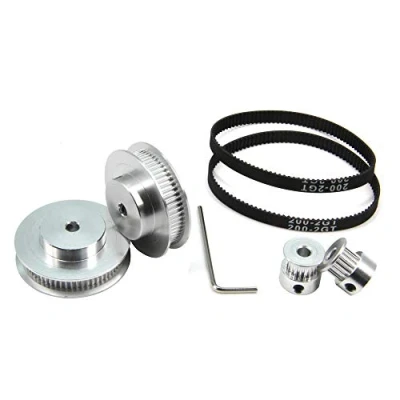 Abbildung von Zeberoxyz 2 Stück Set GT2 Synchronrad, 20 &amp; 60 Zähne, 5mm Bohrung, Aluminium Zahnriemenscheibe mit Länge 200 mm Breite 6mm Riemen (20 60T 5B 6)