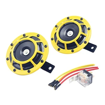 Abbildung von Tubayia 1 Paar 115dB Horn Hupe Autohupe Warnhorn Signalhorn für 12V Fahrzeug Auto (Gelb)