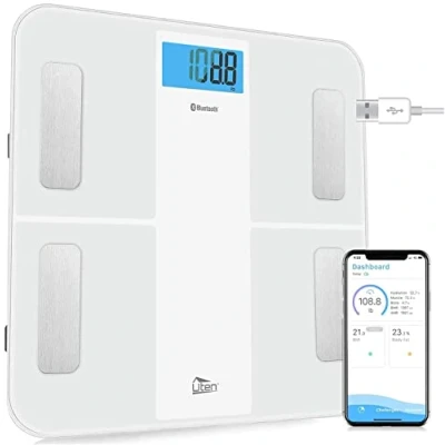 Abbildung von Digital Personenwaage Körperfettwaage Uten Bluetooth Körperwaage Digitale Körperanalysewaage mit APP Körperanalysegerät Waage 180kg 400lb