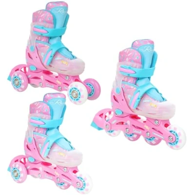 Abbildung von Rollschuhe 3in1 verstellbare Räder LED Caramell Pink/Blue
