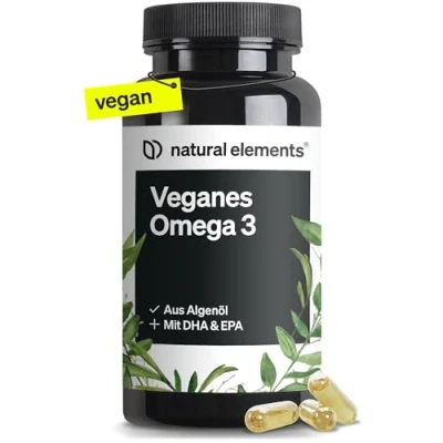 Abbildung von Omega 3 vegan aus Algenöl 90 Kapseln Hochdosiert mit hochwertigem EPA und DHA (in Triglycerid Form) für Veganer, Laborgeprüft, nachhaltig vor Natur schadstoffarm St