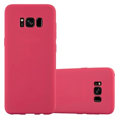 Abbildung von Cadorabo Hülle kompatibel mit Samsung Galaxy S8 Plus Schutzhülle TPU Silikon Case Candy Design Slim Kratzfest Weiche Gummi Rundumschutz für in Rot
