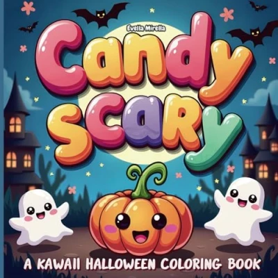 Abbildung von Candy Scary: A Kawaii Halloween Coloring Book For Kids and Adults Featuring Adorable Characters in Sweet Spooky Scenes