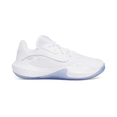 Abbildung von Under Armour Lockdown 7 LOW Basketballschuh, Herren, Größe: 40, White/metallic silver Lederimitat/textil