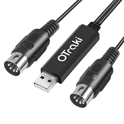 Abbildung von OTraki Midi USB Kabel Interface Konverter, 5 Polig In Out zu Adapter Controller für Keyboard Piano Instrument auf Mac Computer PC Windows Laptop Musik Studio (3M)