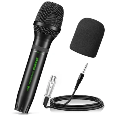 Abbildung von Dynamisches Mikrofone, Aokeo A350 Karaoke Mikrofon zum Singen mit Popschutz Schaumstoff und 5m XLR Kabel. Handmikrofon kompatibel für Lautsprecher,Maschine,Verstärker,Mixer Sprache, Hochzeit