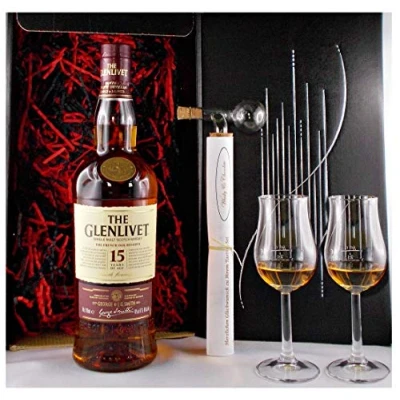 Abbildung von Geschenk Glenlivet 15 Jahre French Oak Single Malt Whisky + Glaskugelportionierer 2 Bugatti Gläser