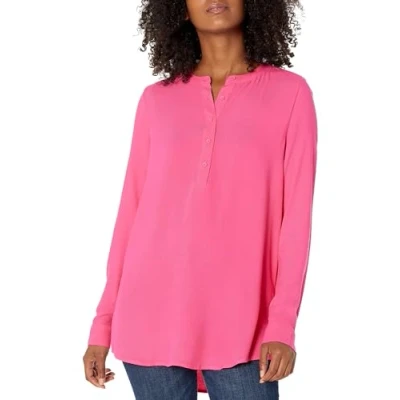 Abbildung von Amazon Essentials Damen Gewebte Langarmbluse, Kräftiges Rosa, M