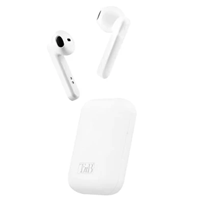 Abbildung von T&#039;nB Bluetooth Kopfhörer 5.0, TWS, kabellos, halb In Ear mit integriertem Mikrofon, Akkulaufzeit bis zu 19 Stunden Hörzeit, Touch Steuerung von Musik und Anrufen, Shiny Weiß