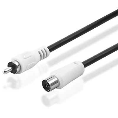 Abbildung von BestPlug 5 Meter Video Antennen Kabel, Cinch Stecker männlich auf Koax Buchse Kupplung weiblich, Schwarz