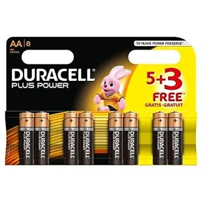 Abbildung von Duracell MN1500B5+3 Plus Power Batterie AA 5 +3 Gratis Pack, 1.9