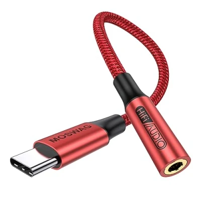 Abbildung von MOSWAG USB Typ C auf 3.5mm Kopfhörer Jack Adapter, Audio Aux Dongle Kabel für Samsung Galaxy S23 S22 S21 S20 Ultra S20+ Note 20 10 S10 S9 Plus, Pixel 4 3 2 XL, ipad Pro und mehr