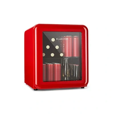 Abbildung von Klarstein PopLife Getränkekühler Mini Bar, Retrokühlschrank, 0 10C, nur 39 dB, 48 L, umweltfreundlich, doppelt verglaste Tür, Retro Design, rot