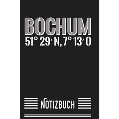 Abbildung von Notizbuch Bochum: mit 140 Seiten liniertem Papier Heimatstadt Koordinaten