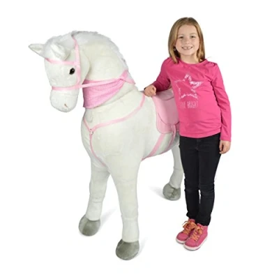 Abbildung von Pink Papaya Stehpferd Giant XXL 125 cm Kinder zum Reiten Plüschpferd, Fast lebensgroßes Spielpferd mit Sounds bis 100kg belastbar