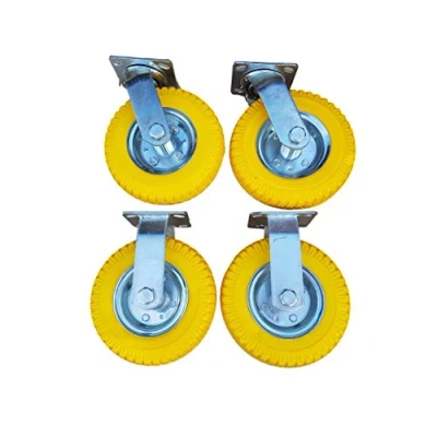 Abbildung von 2 x FROSAL Bockrolle + Lenkrolle 8&quot; 2.50 4 als tlg. Set PU Rad Ø 200 mm pannensicher auf Stahlfelge