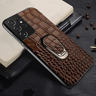 Abbildung von Krokoprägung Lederhalterung Hülle für Samsung Galaxy S21 Ultra S8 S9 S10 Plus S20 FE Note 20 10 9 A52 A51 A71 A72 A31 M31 M51,Kaffee,Für (4G,5G)