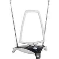 Abbildung von One for All 3G/4G/5G blockfilter DVB T2 Zimmerantenne Digital TV in Full HD Drehbar und kippbar 0 bis 15 km Reichweite Weiss SV9360 5G, bunt