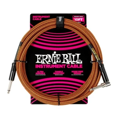 Abbildung von Ernie Ball Geflochtenes Gitarrenkabel, Gerade/Gewinkelt, 3 m Pumpkin Pie
