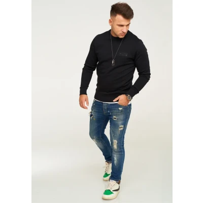 Abbildung von Jack &amp; Jones POPS CREW NECK Sweatshirt, Herren, Größe: Small, Black