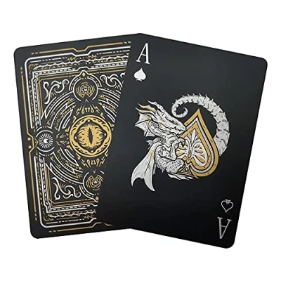Abbildung von ACELION wasserdichte Spielkarten, Plastik Pokerkarten, Poker Karten Set, Playing Cards (Black Dragon)