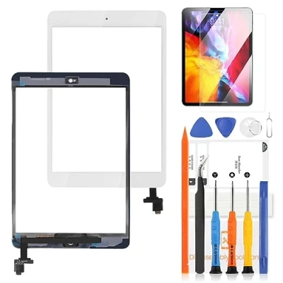 Abbildung von Touchscreen für iPad Mini 1 2 1ST 2. Generation Digitizer Bildschirm A1432 A1454 A1455 A1489 A1490 A1491 Ersatz Reparatursatz mit Home Button und IC (nicht LCD Display) (weiß)