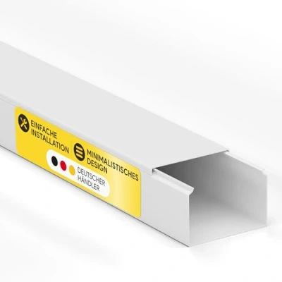 Abbildung von Kabelkanal aus hochwertigem PVC weiß Kabelleiste 2m 5 Stück 60x40mm