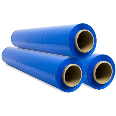 Abbildung von Stretch Verpackungsfolie, blaue Kunststofffolie zum Verpacken, schützende Kunststoffrolle für Versand und Umzug, Rolle von 50 cm bis zu 400 m dehnbar Ofituria (3 Stück)