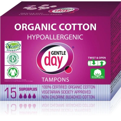 Abbildung von Gentle Day Tampons aus 100% Bio Baumwolle Super plus 15 Stück