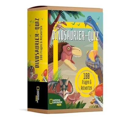 Abbildung von Dinosaurier Quiz. 100 Fragen über für Quizfans und Dinofans (100 &amp; Antworten): National Geographic Kids; Fragekarten in einer Aufbewahrungsbox; Kinder ab 5 Jahren