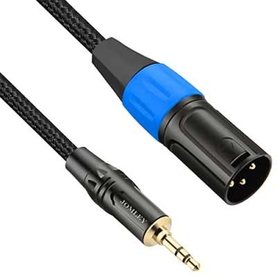 Abbildung von JOMLEY 3,5 mm auf XLR Kabel, Unsymmetrisches Aux Stecker Mikrofonkabel, Mini Klinke Stereo Adapterkabel für Handy, Laptop, Lautsprecher, Mixer 1 Meter