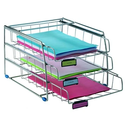 Abbildung von Alba Schreibtischset (Draht 4 Ablagen seitliche Beladung Etikettenhalter W390xT310xH310mm) chrom