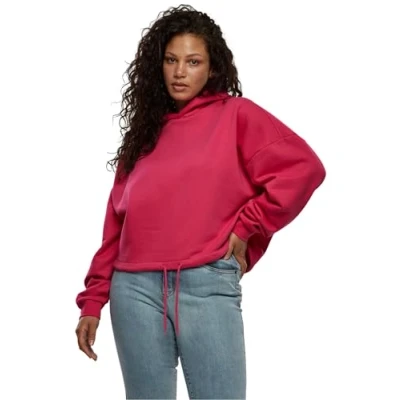 Abbildung von Urban Classics Cropped Kapuzenpullover, Damen, Größe: XS, Hibiskuspink