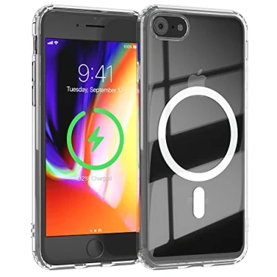 Abbildung von EAZY CASE Premium Crystal TPU Hülle kompatibel mit iPhone SE (2022/2020) / 8/7 Qi Charging, Silikonhülle Kameraschutz, Handyhülle, Backcover, Durchsichtig, Transparent