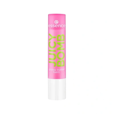 Abbildung von essence JUICY BOMB glossy butter balm, Lippenbalsam, Nr. 03, Pink, natürlich, glänzend, strahlend frisch, vegan, ohne Parabene, Mikroplastikpartikel, Nanopartikel frei, 1er Pack (2.5g)