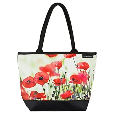 Abbildung von VON LILIENFELD Handtasche Damen Motiv Mohnblumen Shopper Maße L42 x H30 T15 cm Strandtasche Henkeltasche Büro
