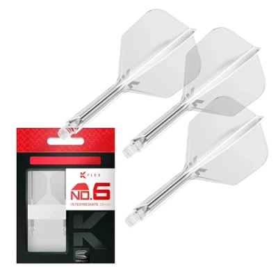 Abbildung von Target Darts K Flex Integrated Dart Flights and Shafts, Nr.6 Klar (Mittelstufe) 3er Pack No6, Kflex All In One Moulded Flight &amp; Stem Professionelles Zubehör