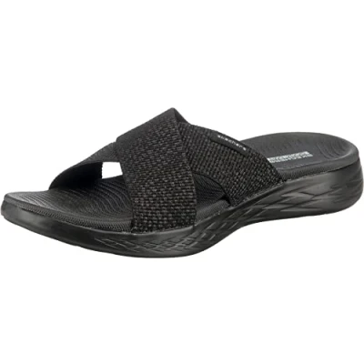Abbildung von Skechers Damen On The go 600 Glistening Schiebe Sandalen, Schwarz, 35 EU