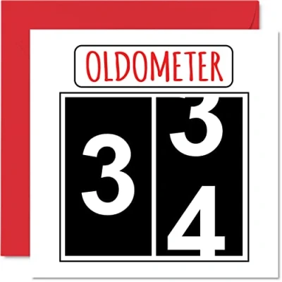 Abbildung von Lustige Karten zum 34. Geburtstag für Männer und Frauen Oldometer Glückwunschkarte Vater Mutter Sohn Tochter Bruder Schwester 145mm Grußkarten Karte
