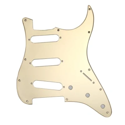 Abbildung von Musiclily 11 Löcher SSS Strat Pickguard Gitarre Schlagbrett für Fender American/Mexican Standard Stratocaster Modern Style E Gitarre,1 lagig Gold Mirror