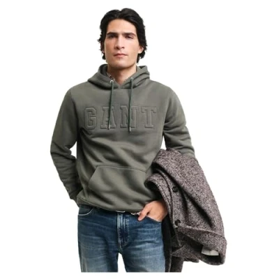 Abbildung von GANT Embossed Hoodie Kapuzenpullover, Herren, Größe: Small, Dark earthy green