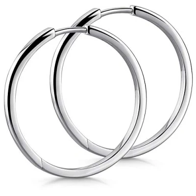 Abbildung von Materia Paar Creolen Damen Silber klassisch Ø26mm SO 428, 925 Sterling Silber, rhodiniert